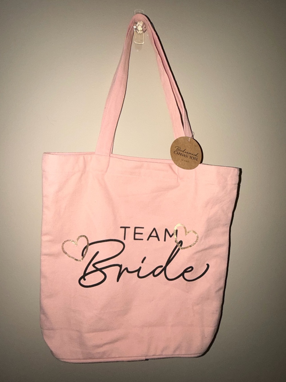 Pink 'Team Bride' Canvas Tote Bag